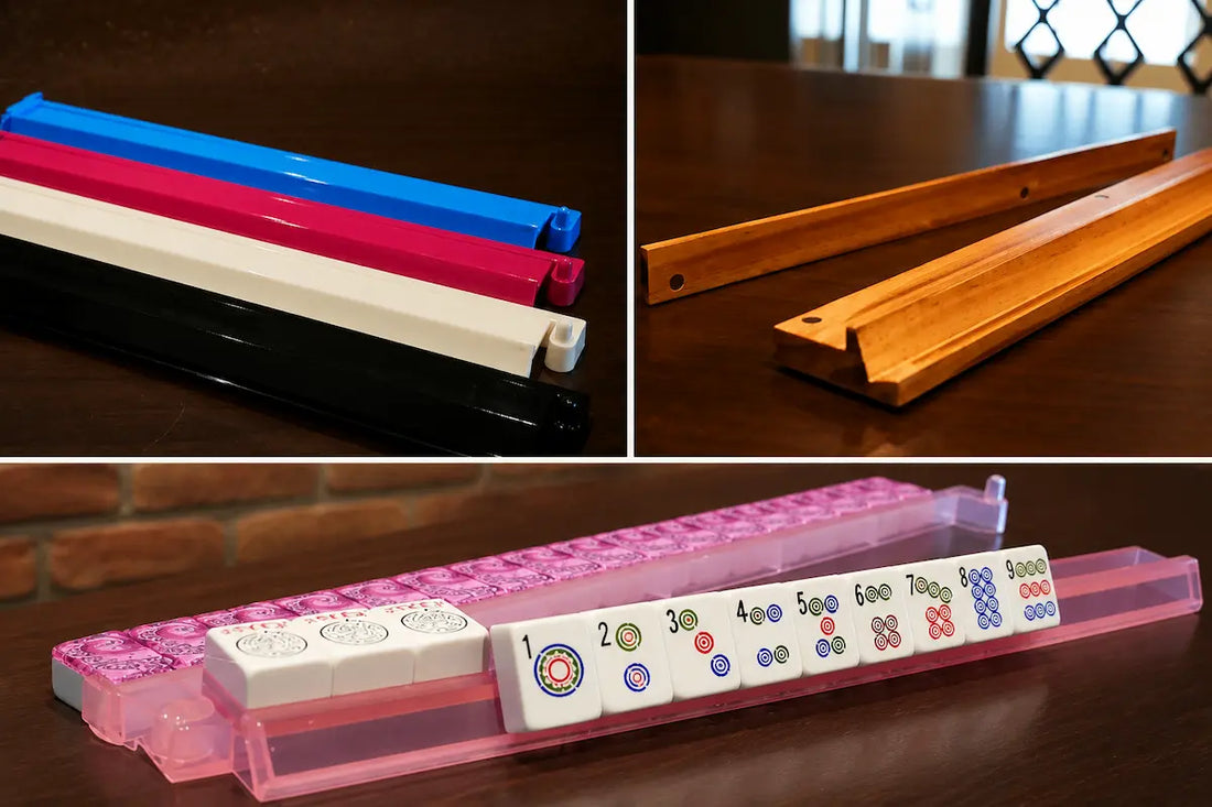 collage of Acrylic and Wooden Mah Jongg Racks