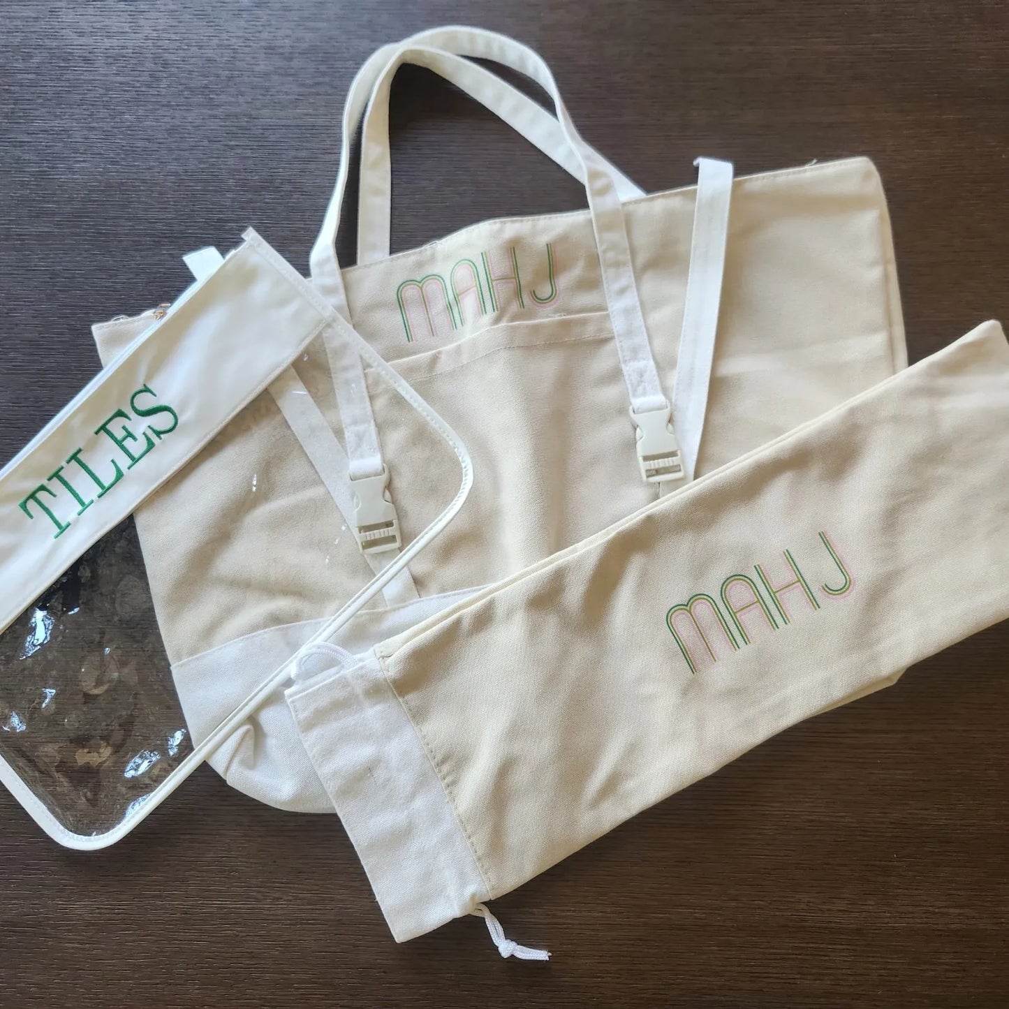 Mah Jongg 3-Piece Canvas Bag Sets