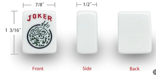 White game tile with 'Joker' text and measurements on a white background