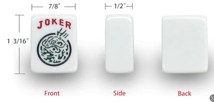 White game tile with 'Joker' text and measurements on a white background