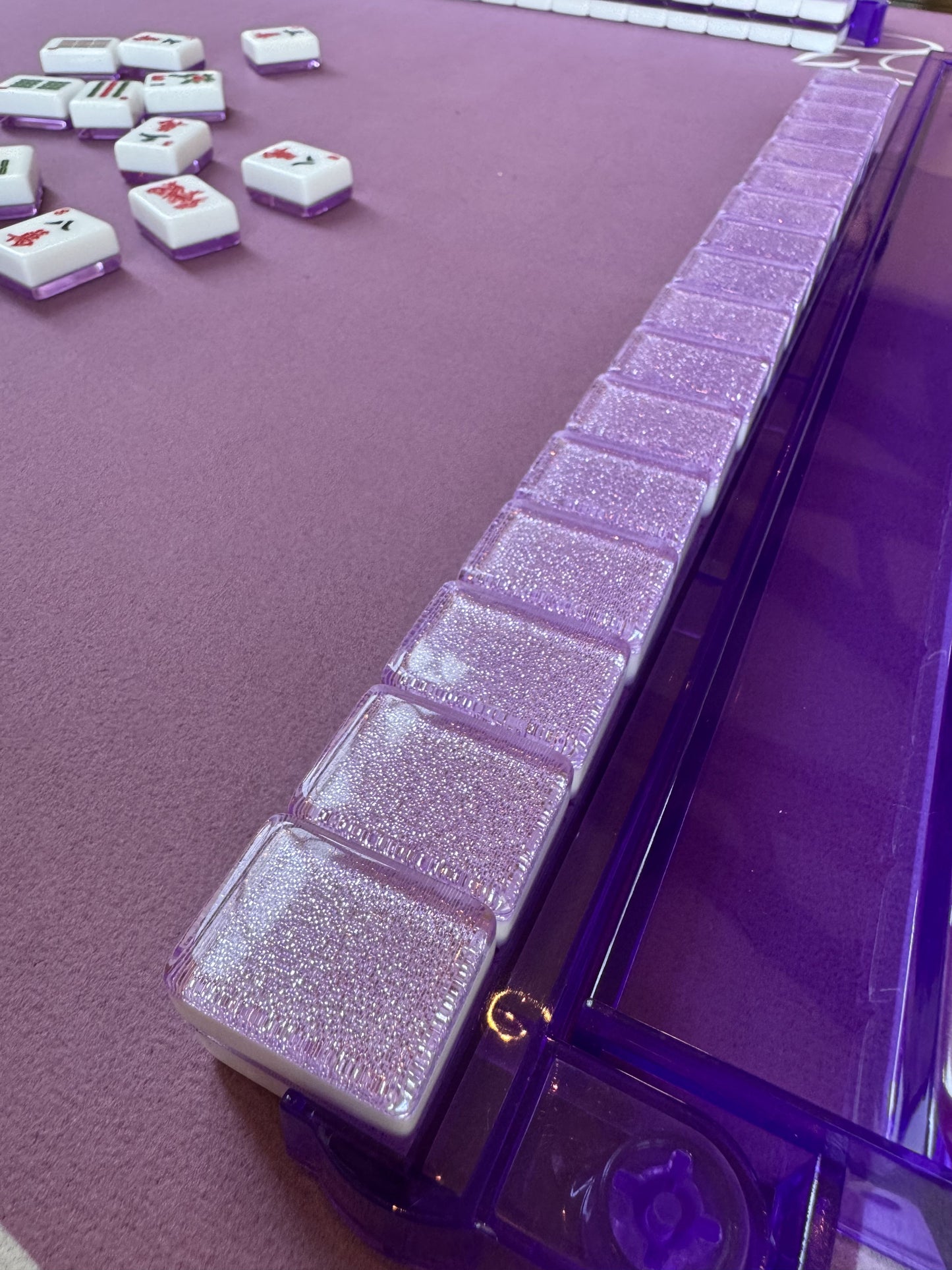 Mah Jongg Lavender Bundle - Purple Sparkle Tiles (30MM), Purple Mat, Purple Translucent Acrylic Racks