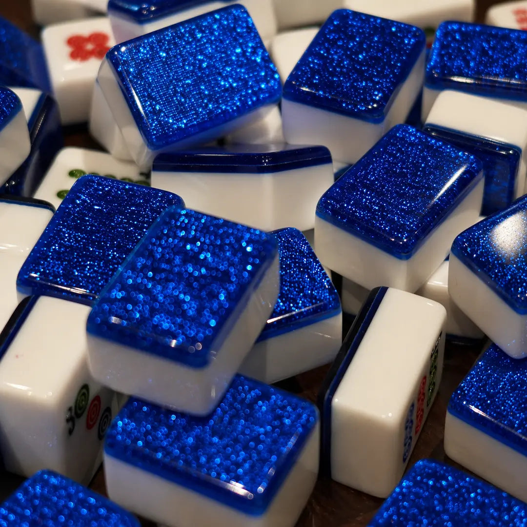 Close-up of blue and white  tiles