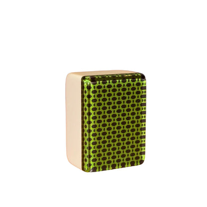 Green leopard pattern mah jongg tile with cream side profile 36MM Designer Series