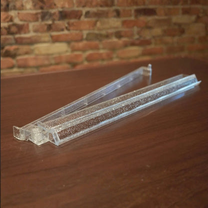 Clear acrylic mah jongg rack and pusher detail view