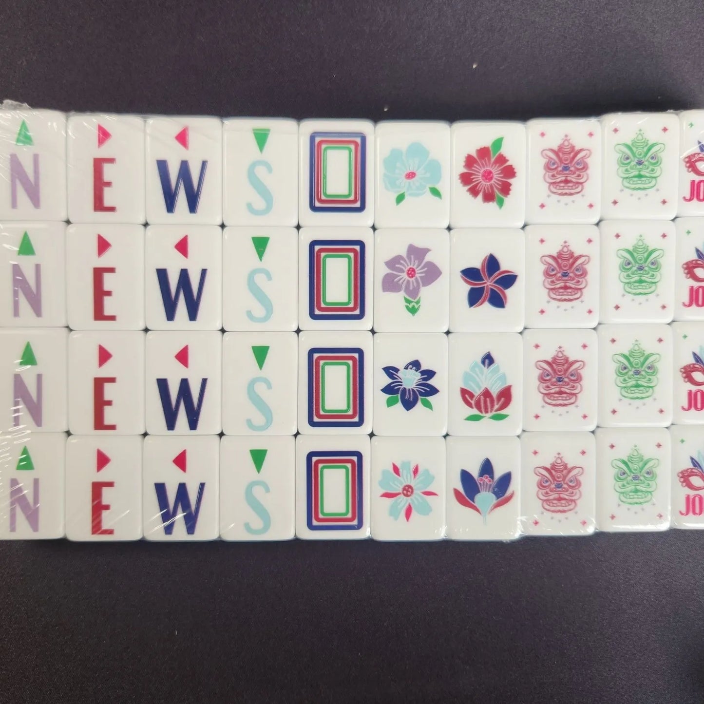 Earl Grey 30MM American mah jongg specialty tiles including winds, dragons, flowers, Jokers, and blank tiles