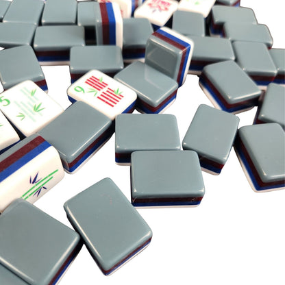 Earl Grey 30MM American mah jongg tiles with white backs and Joker tiles displayed