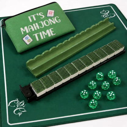Mah Jongg Green Bundle - Chelsea Green Tiles (36MM), Green Racks & Mat & Bag + FREE Dice
