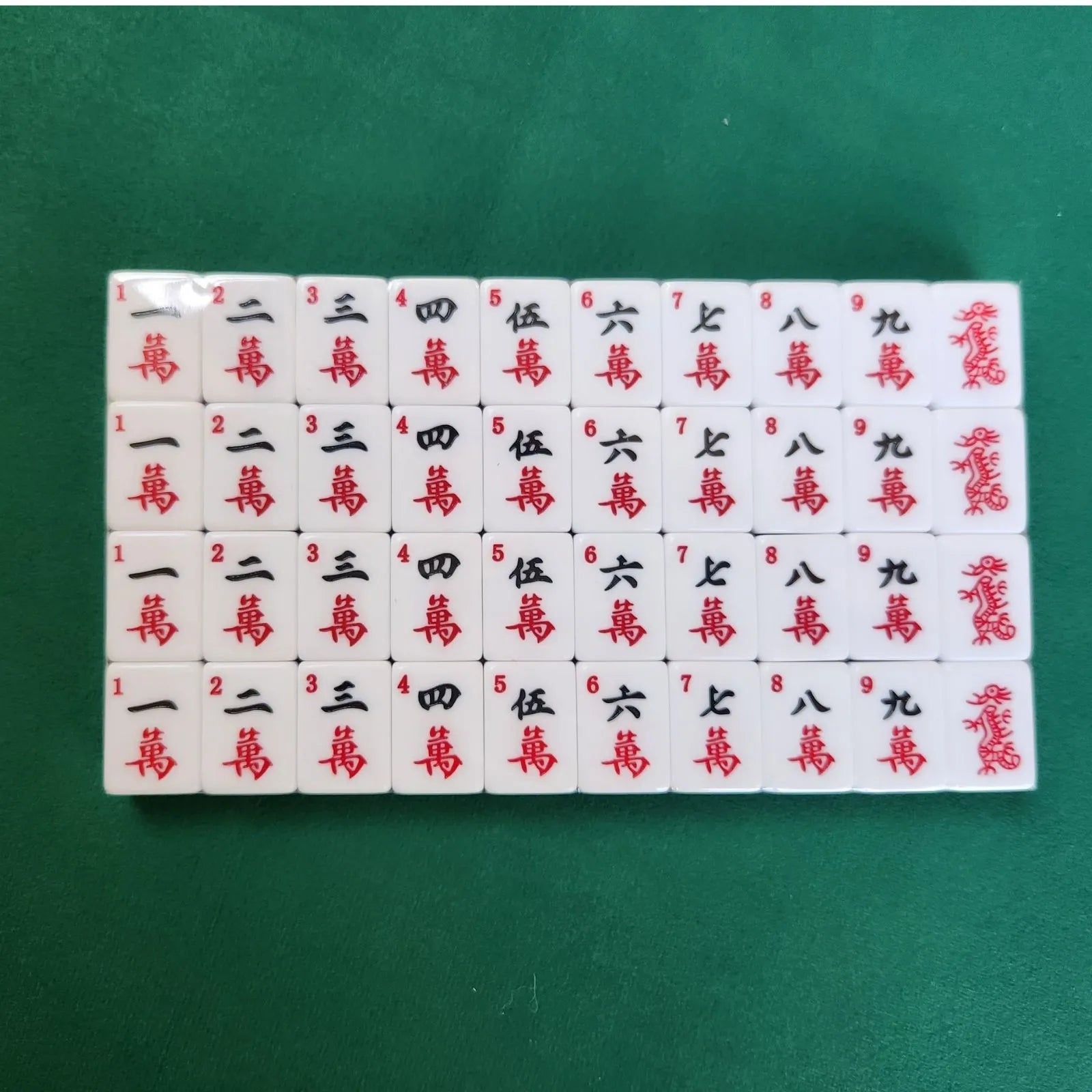 Jade 30MM American Mah Jongg crack suit tiles arranged in rows