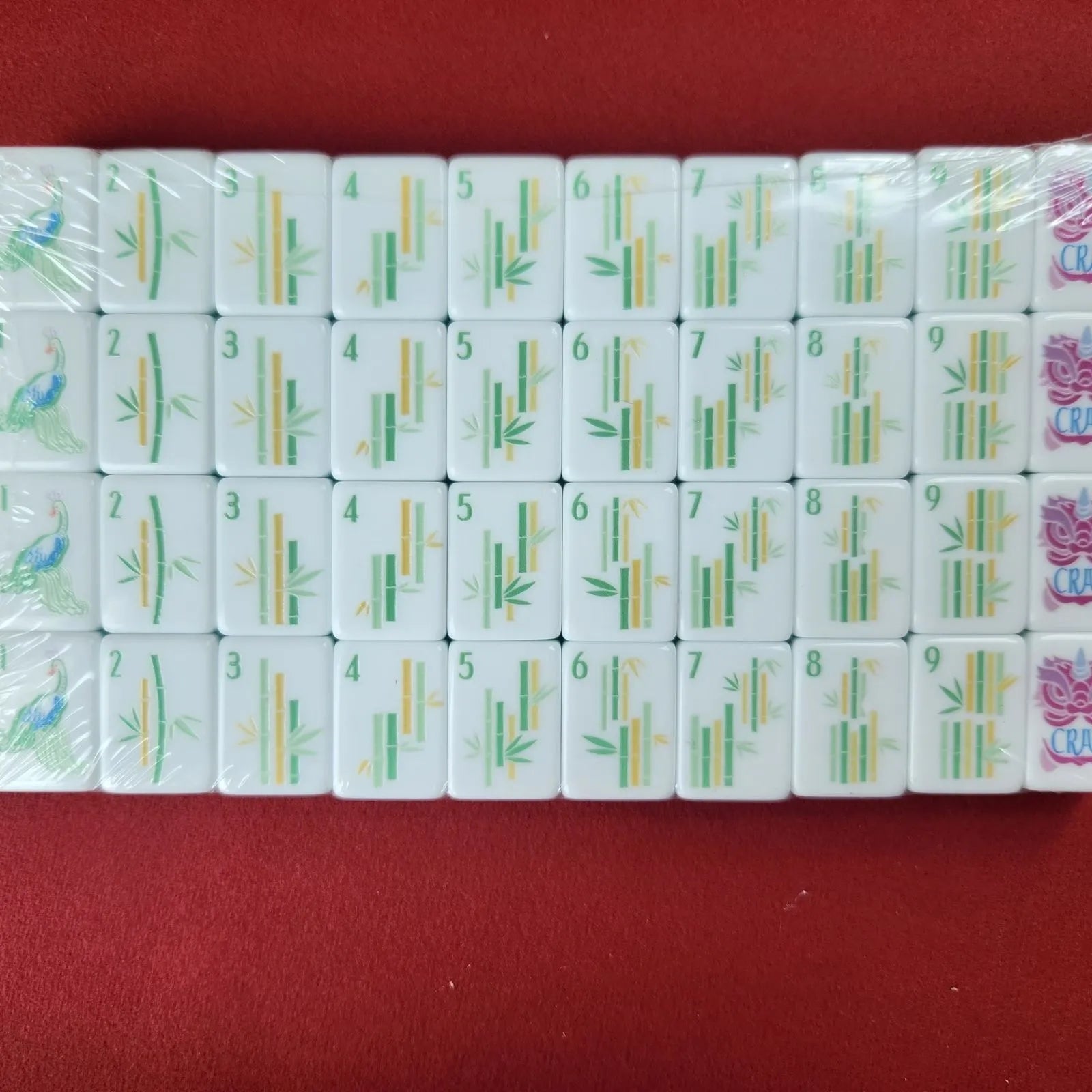 Lemon Sherbet 30MM American Mah Jongg bamboo suit tiles arranged in rows