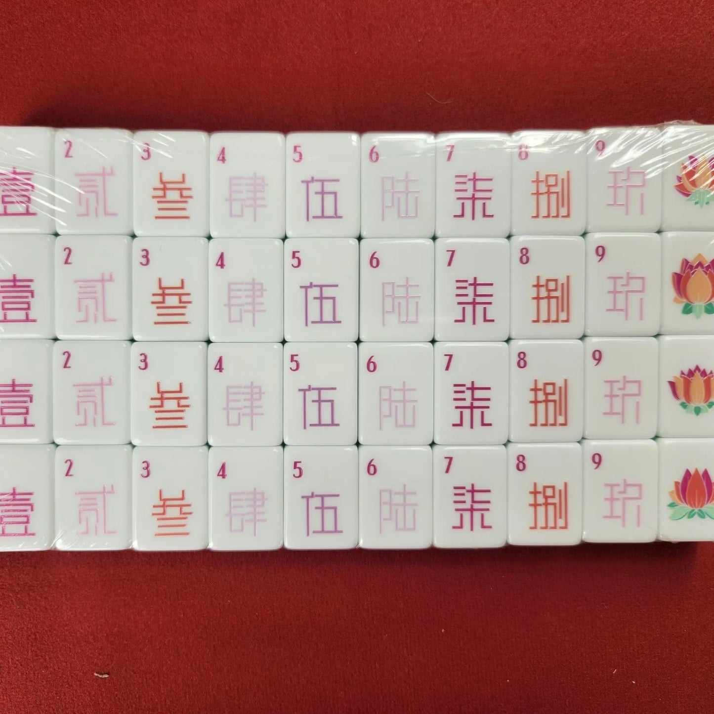 Lemon Sherbet 30MM American mah jongg character suit tiles arranged in complete set