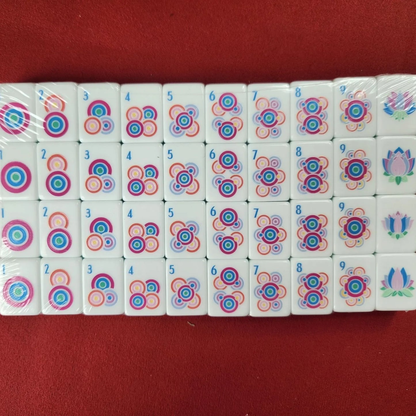Lemon Sherbet 30MM American mah jongg dot suit tiles arranged in complete set