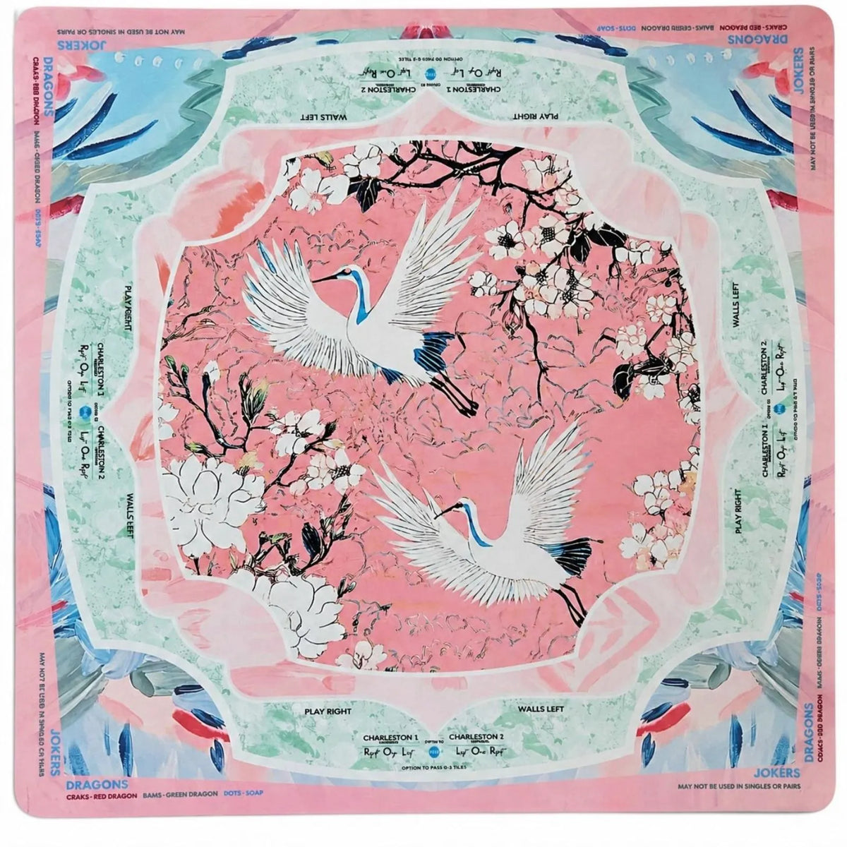 Pink Cherry Blossom Mah Jongg Table Mat - Neoprene Table Cover 32x32