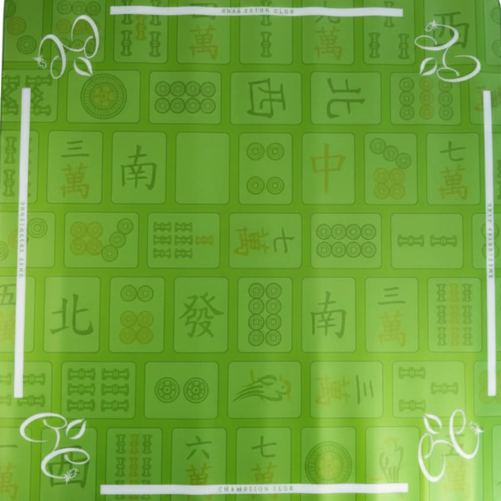 Lime green Charleston Club Mah Jongg mat with non-slip gaming surface