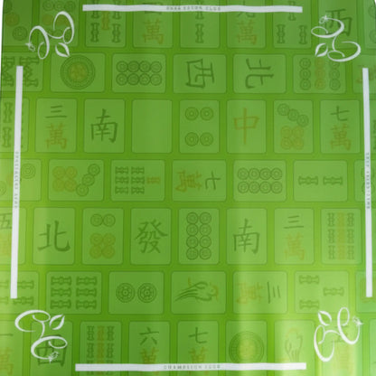 Mahjong mat with charleston club logo in lime green color