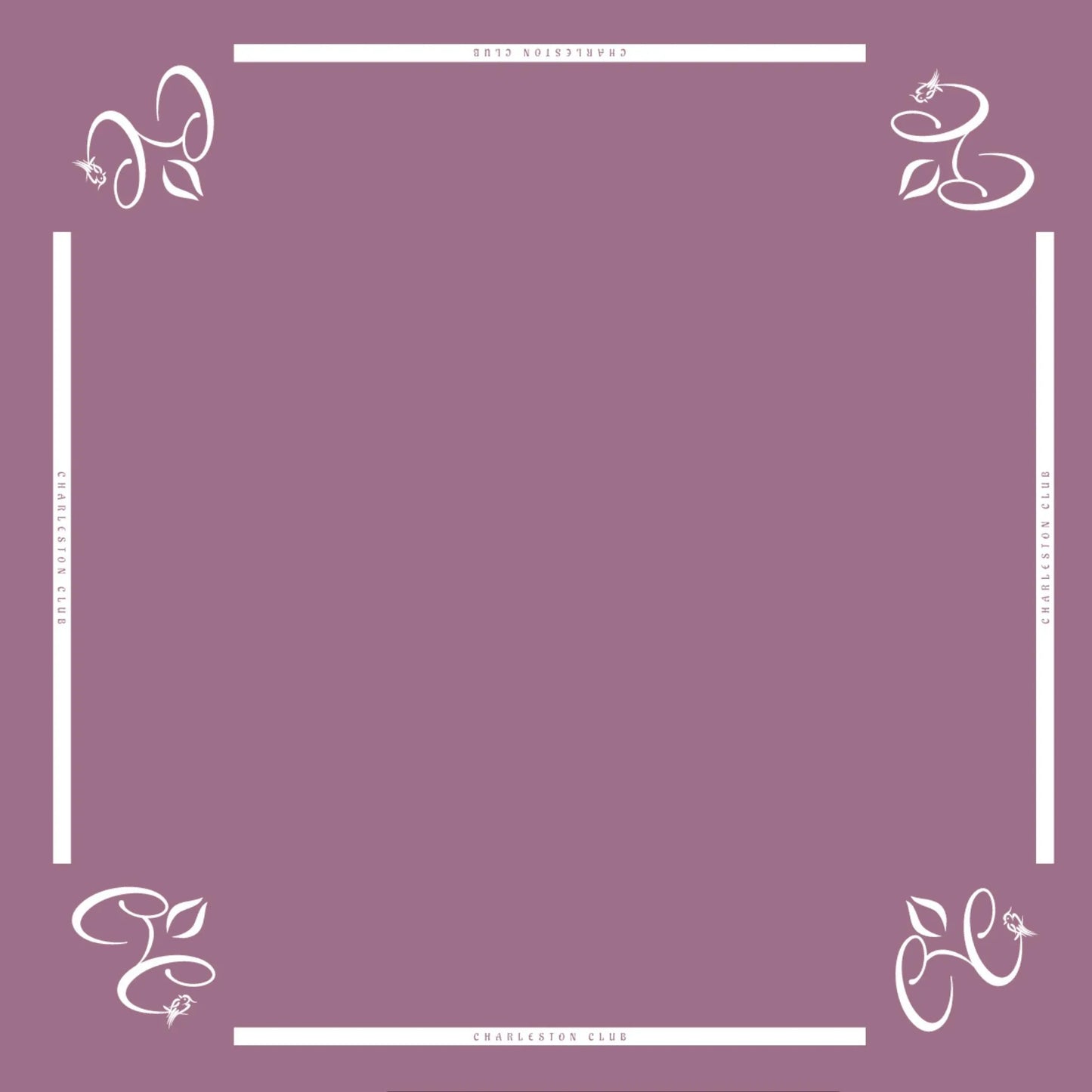 Mah jongg mat with Charleston Club branding and solid mauve playing surface

