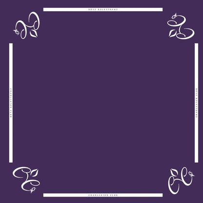 Mah jongg mat with Charleston Club branding and solid purple playing surface
