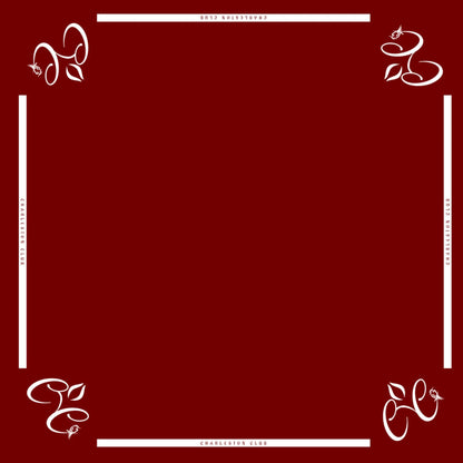 Mah jongg mat with Charleston Club branding and solid red playing surface
