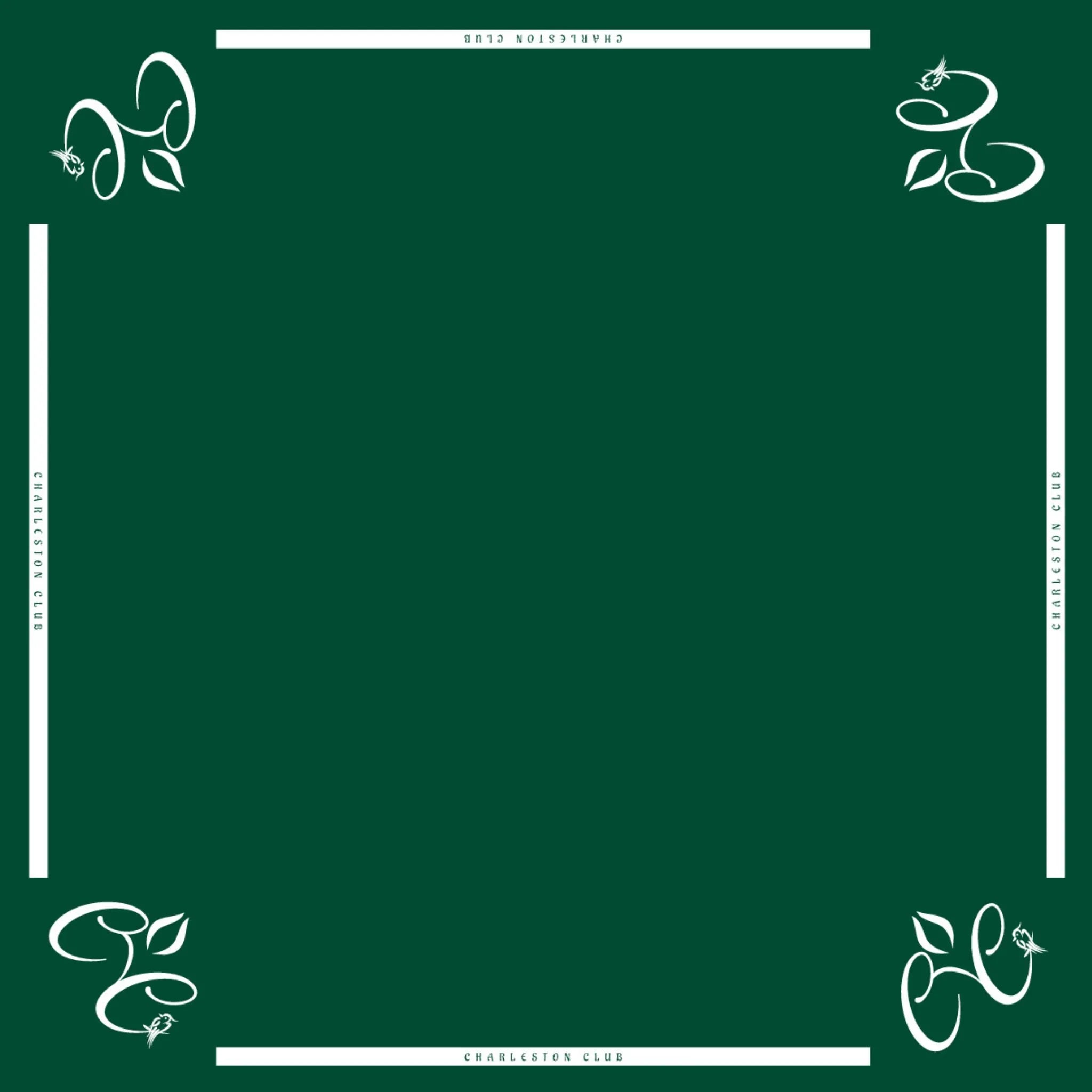 Dark green Charleston Club Mah Jongg table mat on game table