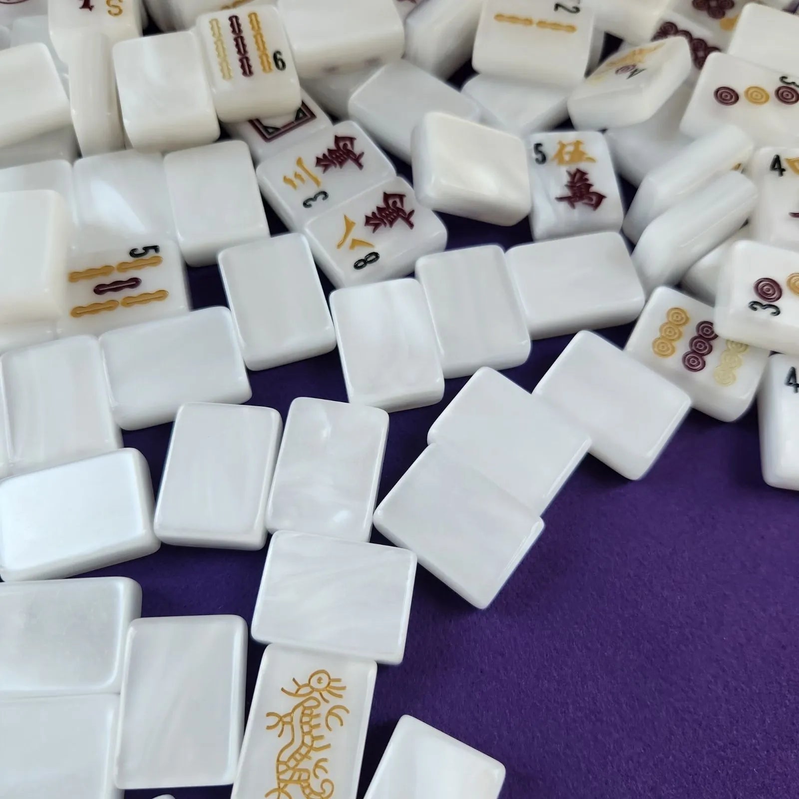 Mother of Pearl 30MM American Mah Jongg tiles with glossy white faces