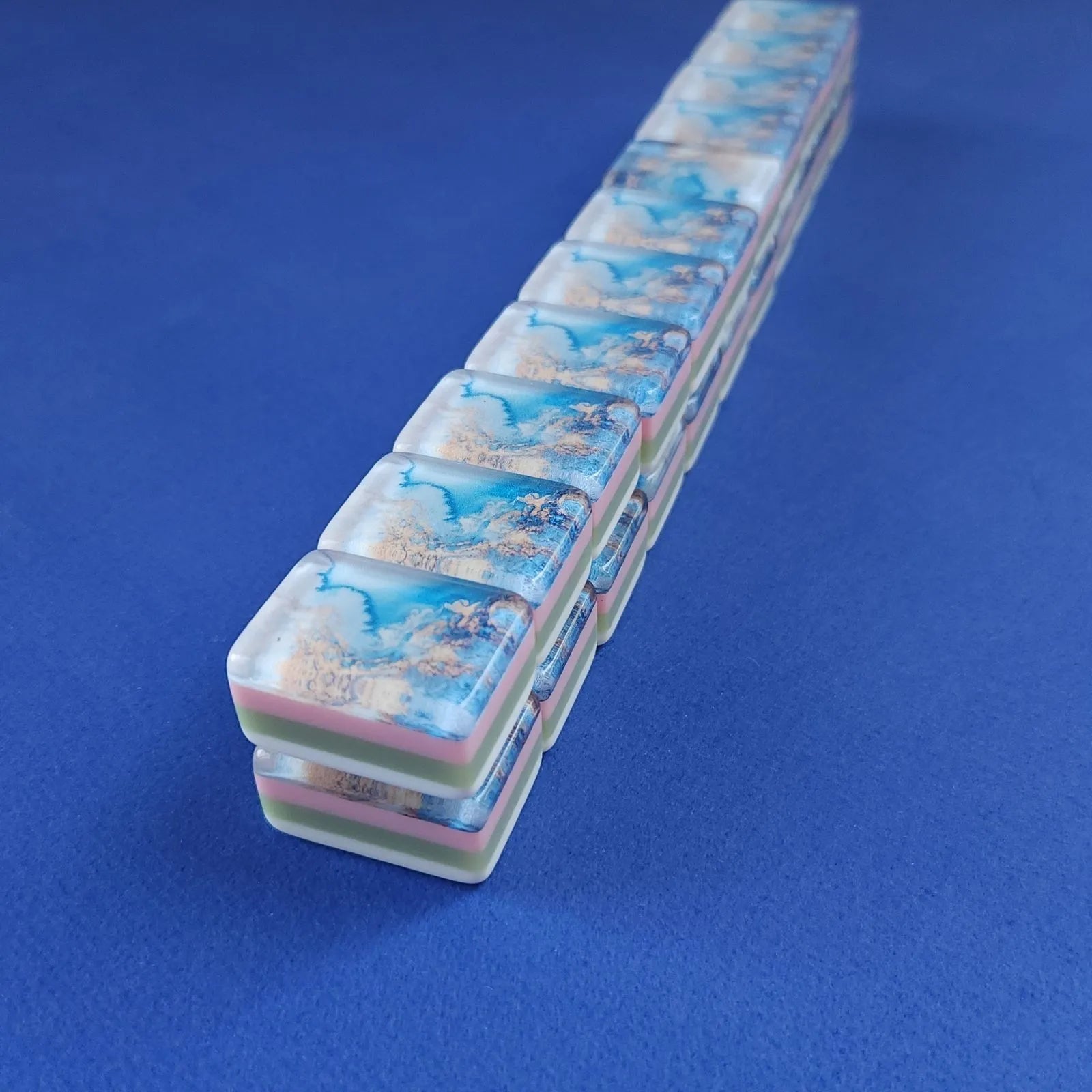 Ocean Wave 30MM American Mah Jongg character suit tiles arranged in rows