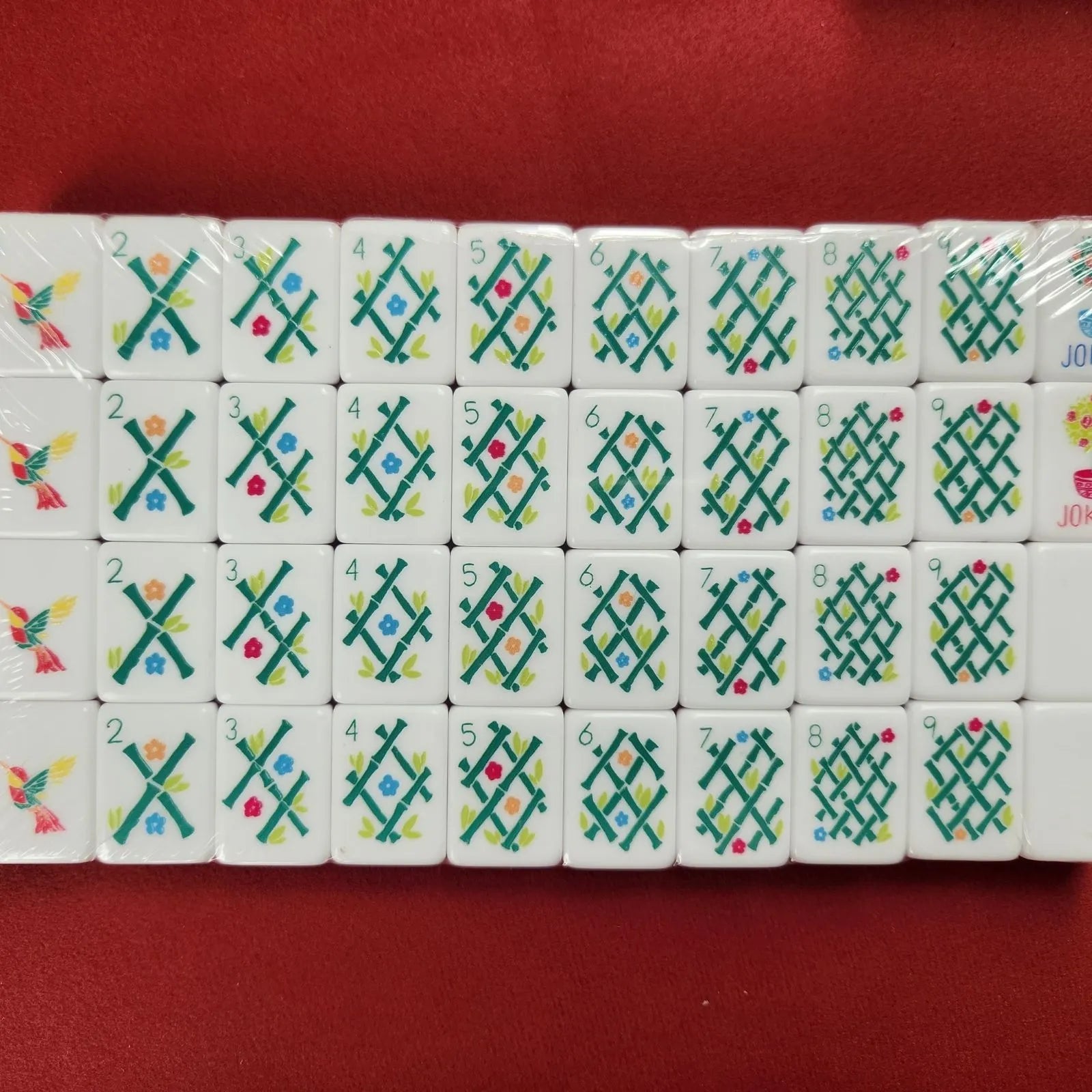 Orange Marmalade 30MM American mah jongg bamboo suit tiles arranged in complete set