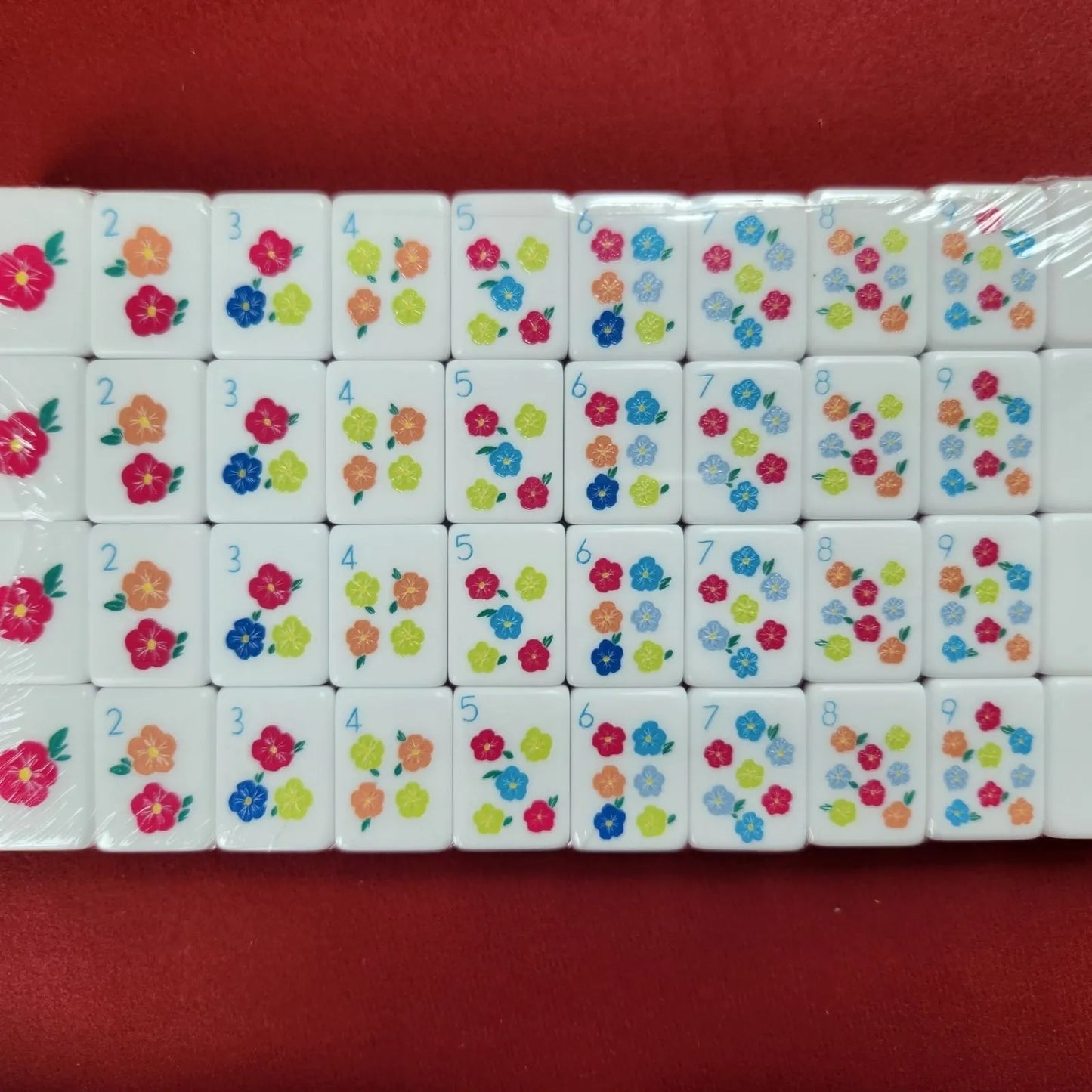 Orange Marmalade 30MM American mah jongg flower tiles arranged in complete set