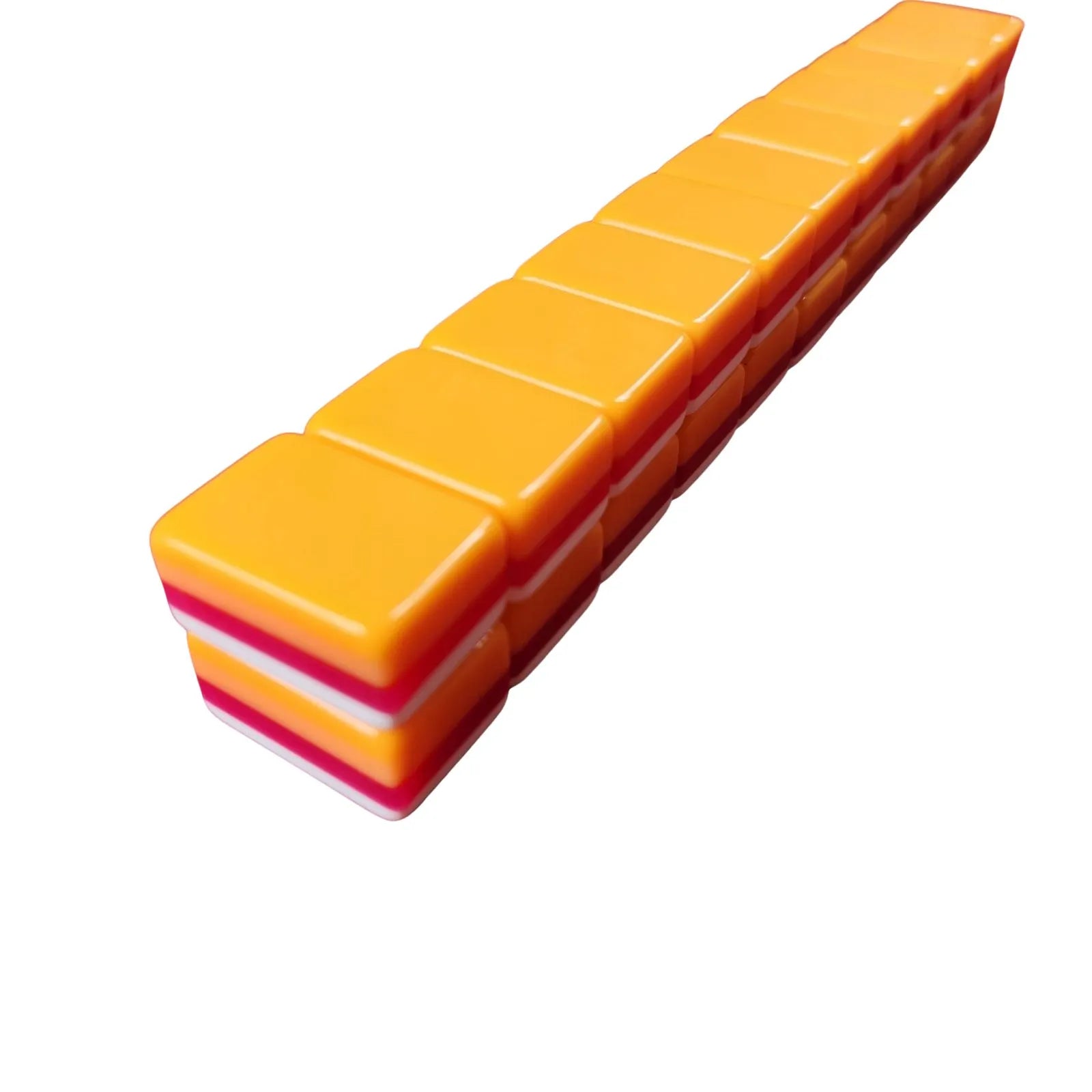 Side profile of an Orange Marmalade 30MM American Mah Jongg tile stack showing orange backs