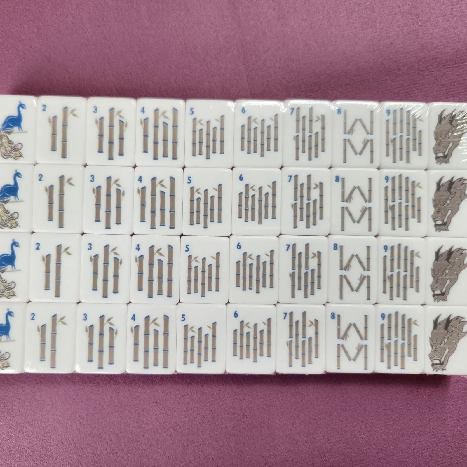 Peach Tea 30MM American Mah Jongg bamboo suit tiles arranged in rows