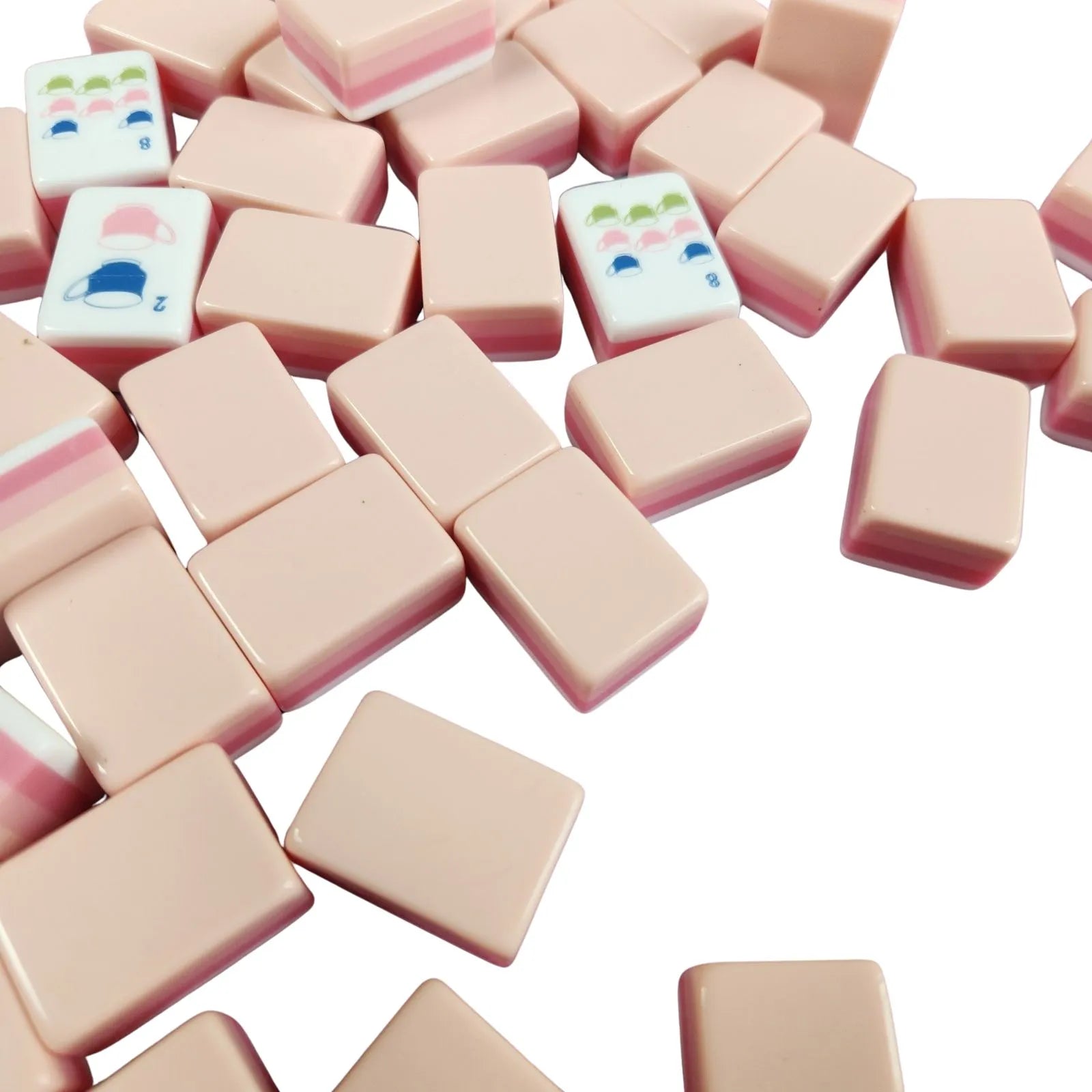 Peach Tea 30MM American mah jongg dot suit tiles arranged in complete set