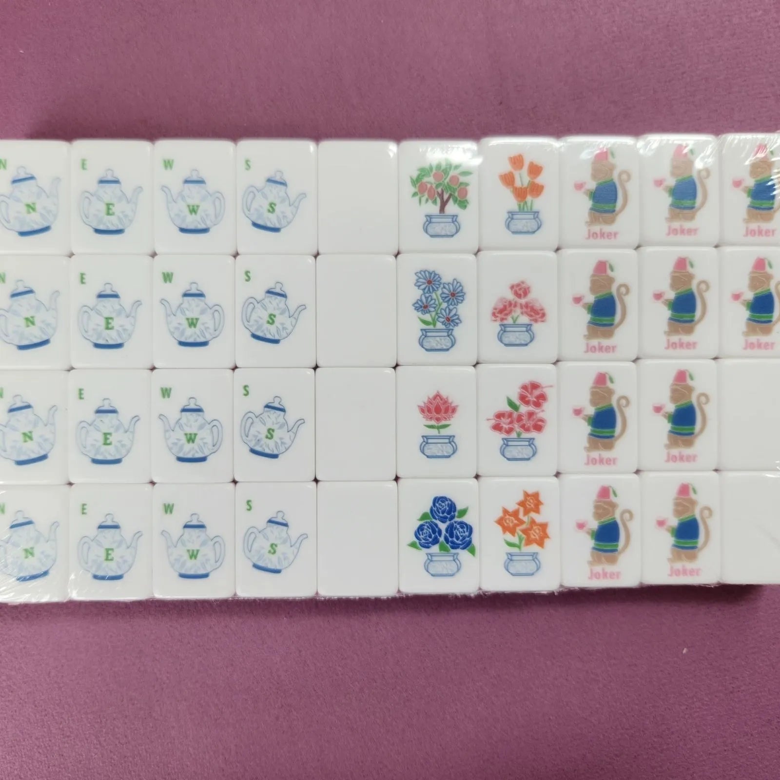 Peach Tea 30MM American Mah Jongg specialty tiles arranged in rows