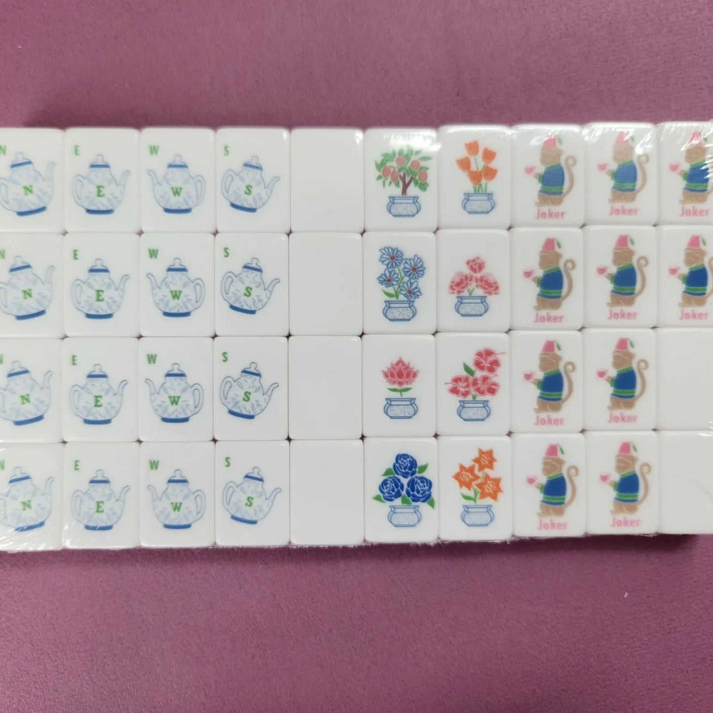 Peach Tea 30MM American mah jongg specialty tiles including winds, dragons, flowers, Jokers, and blank tiles