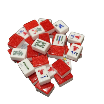 Mah Jongg Red & White Bundle - Red Sparkle Tiles (36MM), White Racks, & Red Mat