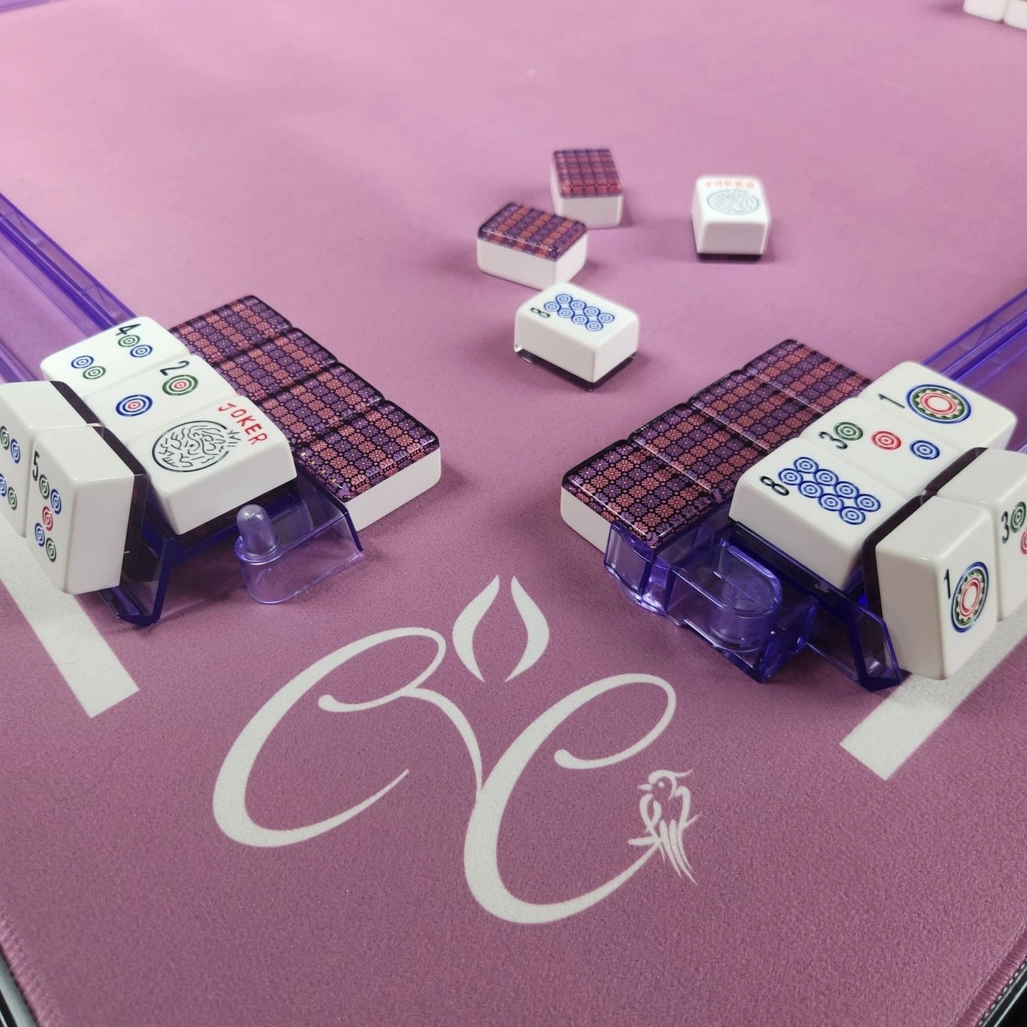 Mah Jongg Violet Bundle - Violet Mosaic Tiles (36MM), Purple Racks, & Pink Mat