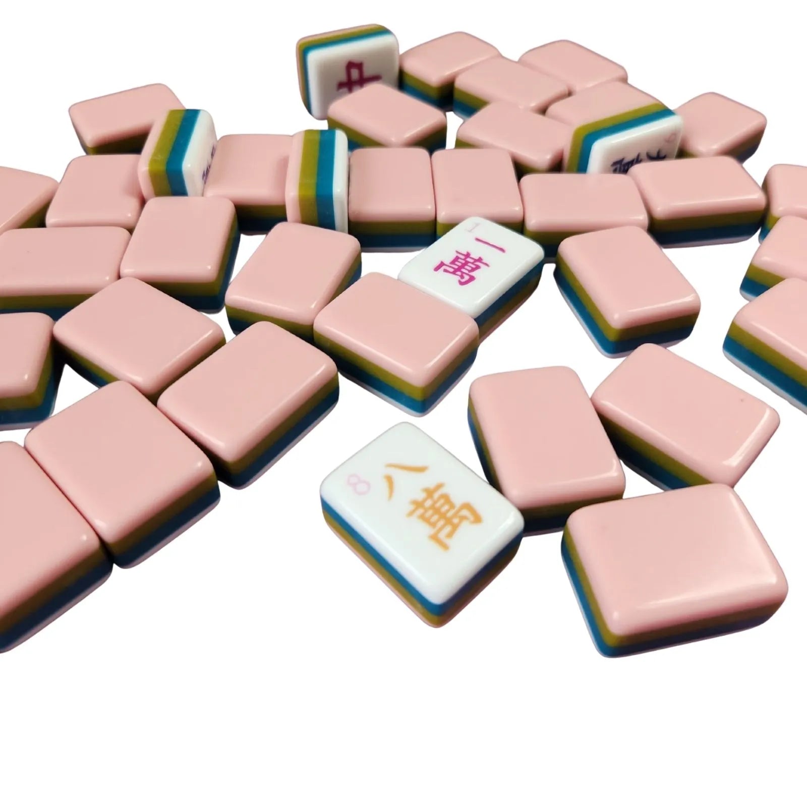 Watermelon 30MM American Mah Jongg tiles showing white faces and pink backs