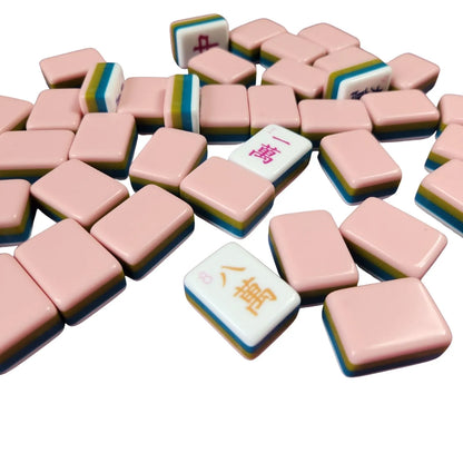 Watermelon 30MM American mah jongg tiles with white backs and Joker tiles displayed