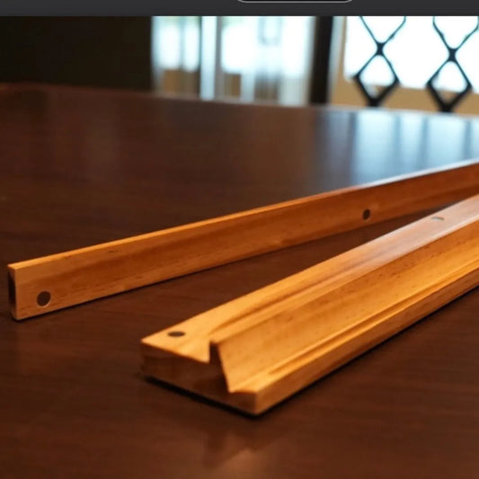 Set of wooden mah jongg racks with integrated magnetic pushers